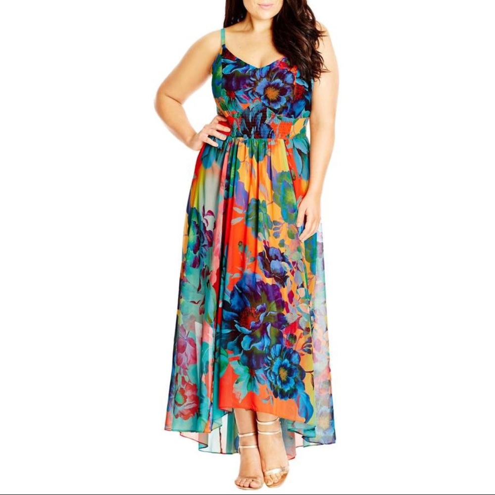City Chic Maxi Summer Dress. Perfect for summer. Stretchy waist fit up to XL